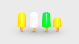 Cartoon popsicle drink, cream, summer, beverage, icecream, water, juice, lolly, icicle, lowpolymodel, popsicle, cool