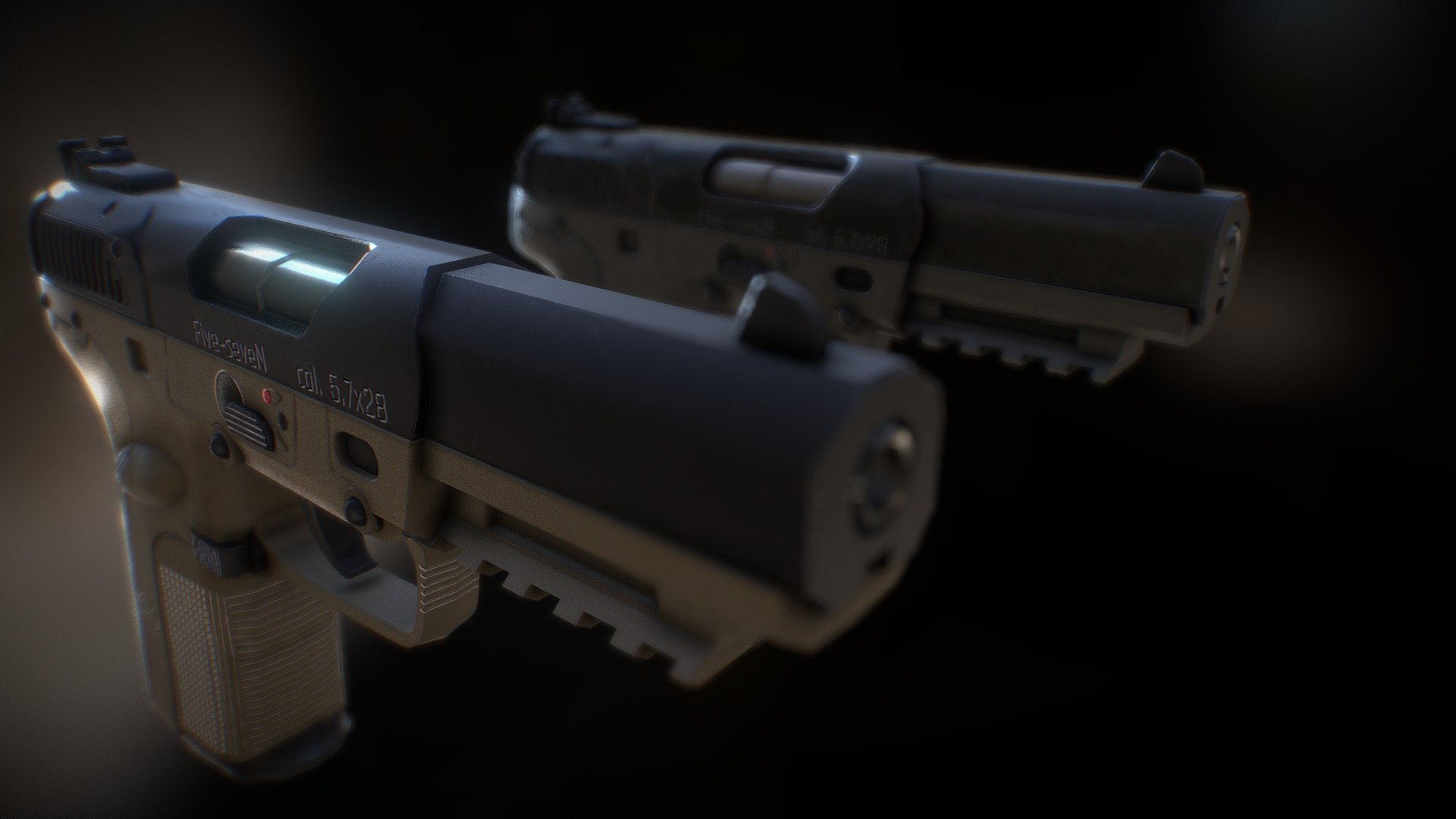 Low Poly Five Seven

Model contains 2 types of PBR materials, each of which is a single 4k texture set.

Can be used in games as well as render pictures.

Any format, models, including the original blend file are available on request.

On ArtStation: https://www.artstation.com/artwork/lxoaxz - Low Poly Five Seven - Buy Royalty Free 3D model by Andante (@AndanteOle) 3d model