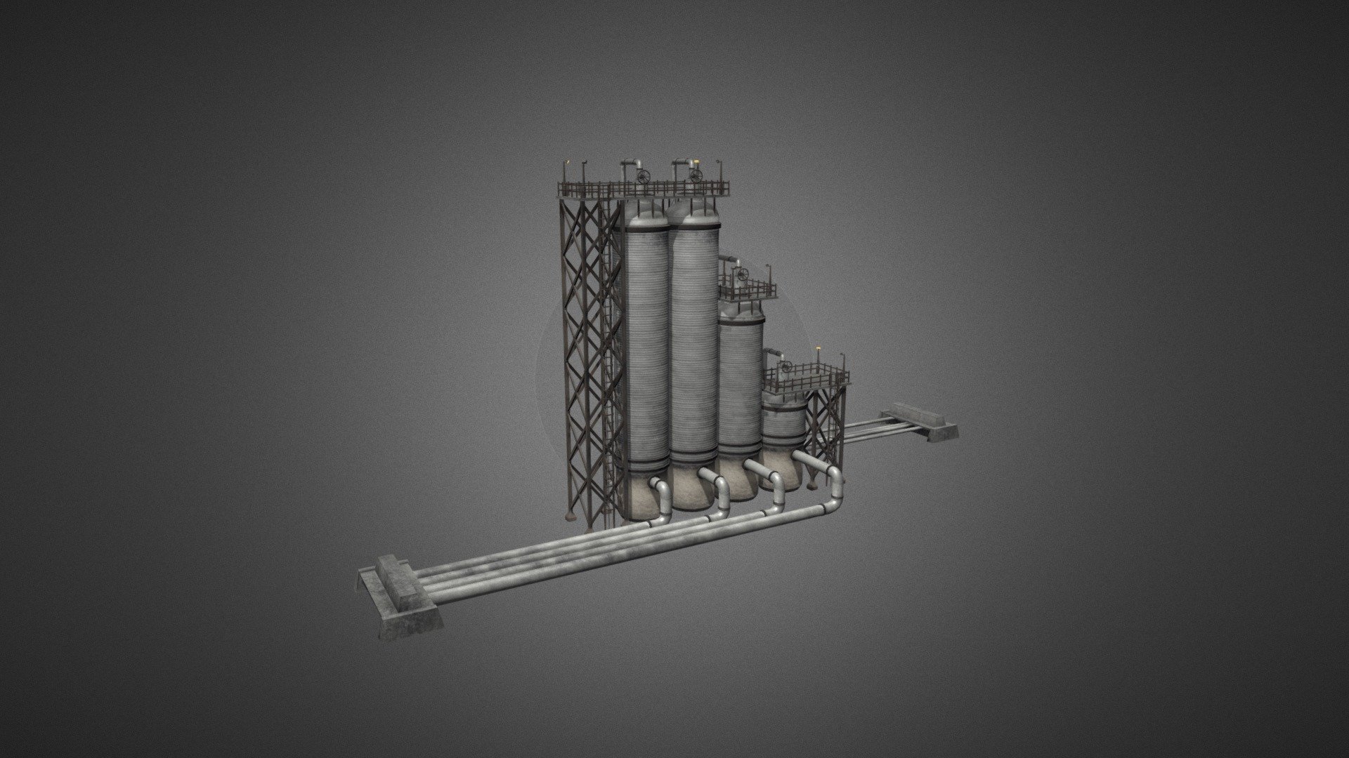 Low poly game-ready 3d model of an Oil Refinery 03 for Virtual Reality (VR), Augmented Reality (AR), games and other real-time apps 3d model