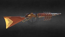 Electro-Magnetic Lever Action Rifle invention, steampunk, firearm, madscientist, rifles, 19th-century, 1800s, scifigun, weapon, scifi, substance-painter, maya2018, fantasy, gun
