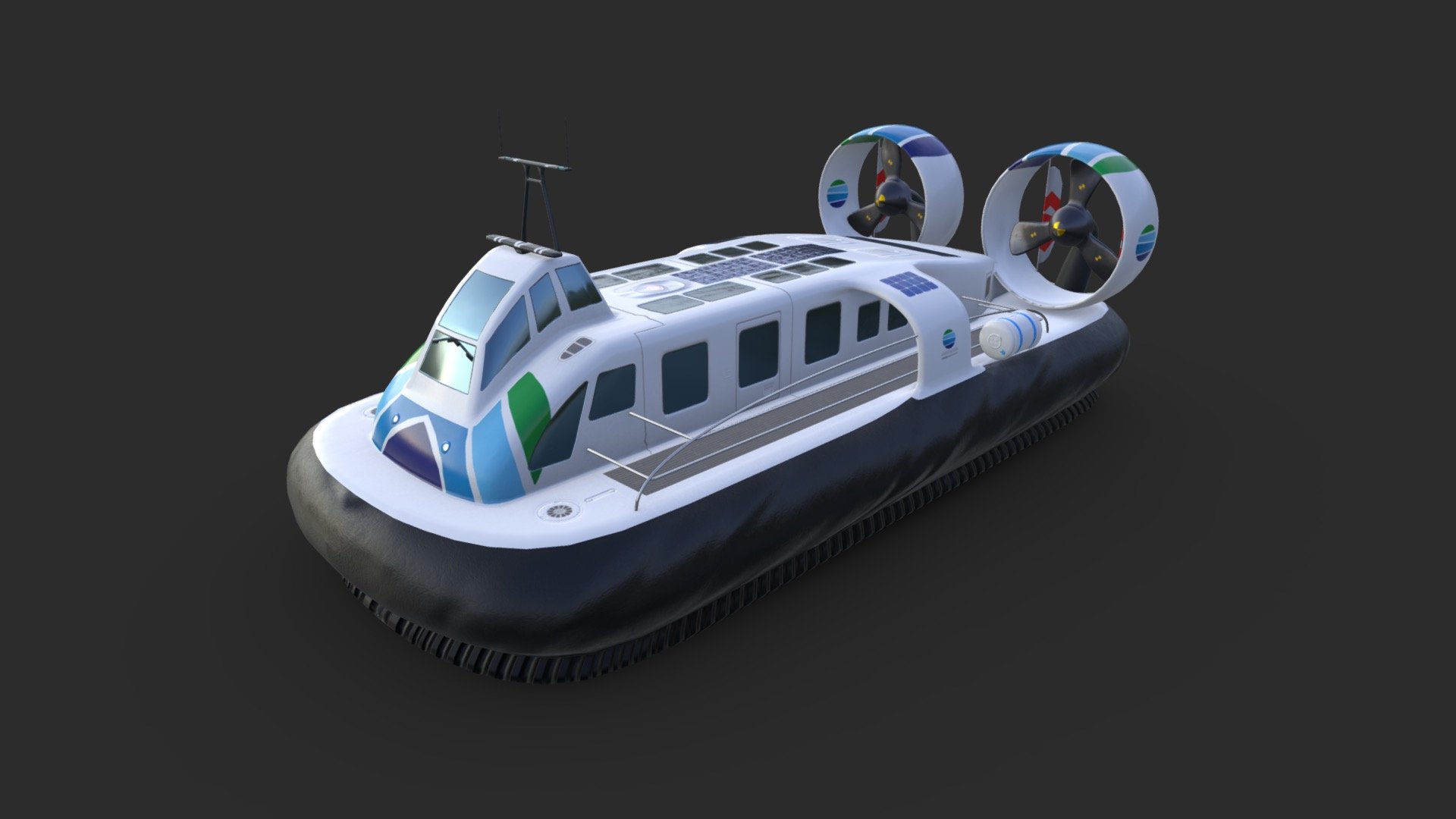 A concept of hovercraft for passengers transportation in Rouen, France. The project is to offer a new line on the river, la Seine, from Elbeuf to Rouen with speed up to 90 km/h 3d model