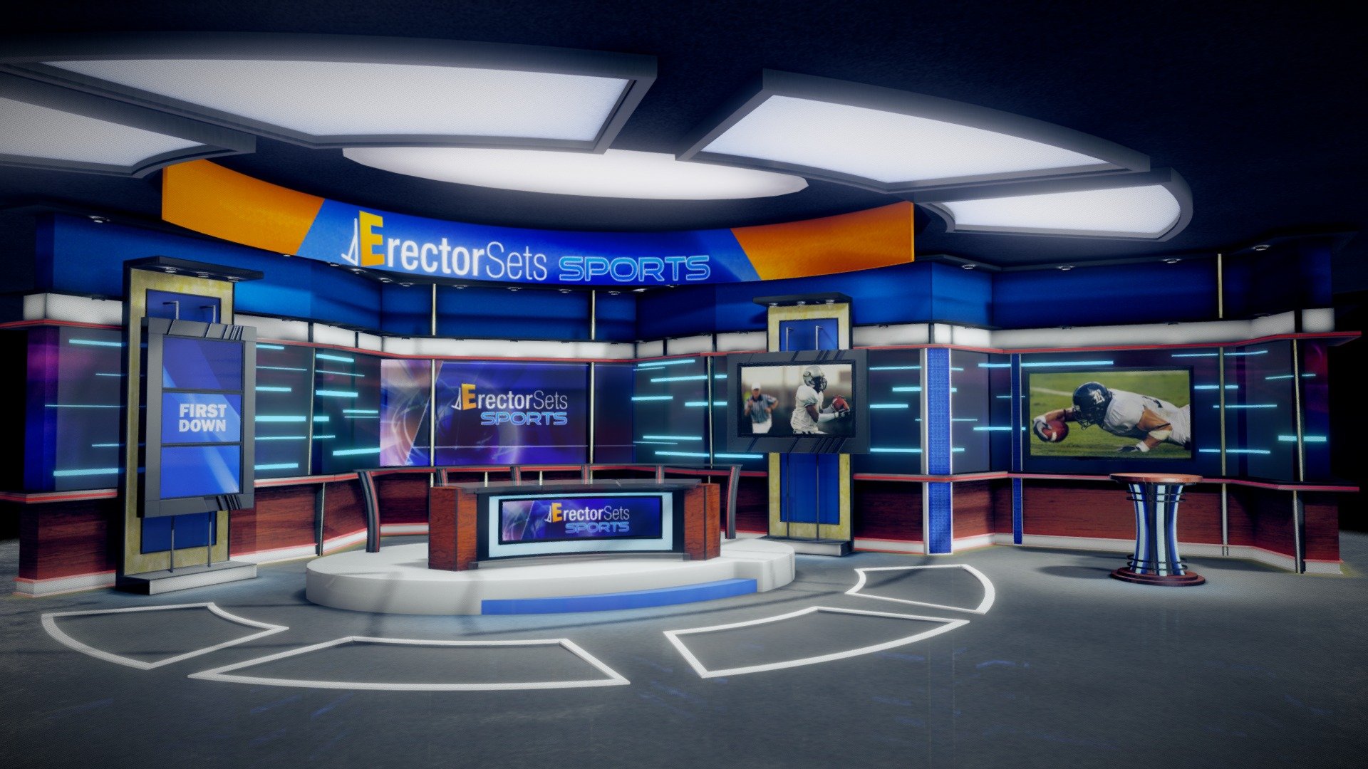Sports themed virtual set designed by Erector Sets Inc. for Lightcraft Technology 3d model