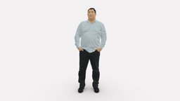 Fat Man Shirt Outside 0498 style, shirt, people, fashion, clothes, miniatures, realistic, character, 3dprint, model, man, male