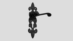 Fleur De Lys Black Antique Handle modern, plate, element, key, lock, module, classic, handle, metal, minimalist, fittings, locking, knob, levers, design, house, wood, plastic, interior, door