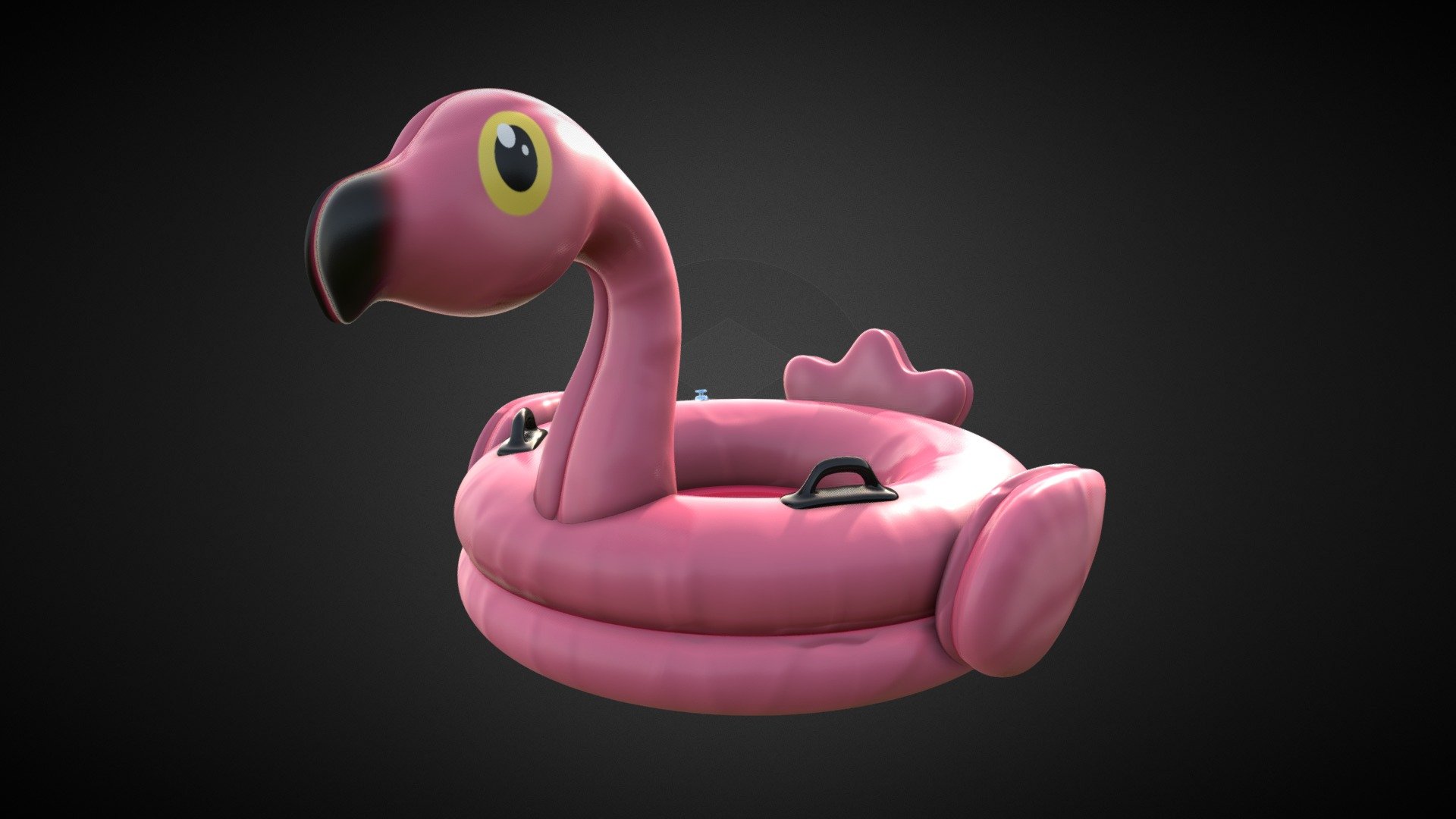 Model of an inflatable flamingo for swimming pools. 
https://www.artstation.com/artwork/oAvREw - Inflatable Flamingo - 3D model by Ivan Bosque (@IvanBosque) 3d model
