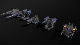 Modular Turrets Pack turret, defense, game-ready, pbs, msgdi, game, pbr, lowpoly, scifi, modular, noai