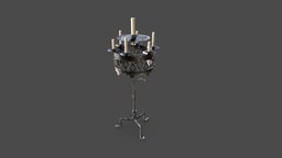 Medieval Candle Holder | Game Assets medieval, unreal, candle, candle-holder, vrready, unity, pbr, lowpoly, gameasset, decoration, gameready, noai