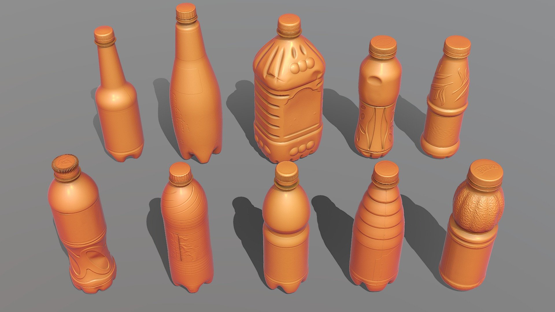 10 High Resolution photogrammetry plastic bottles scans 3d model