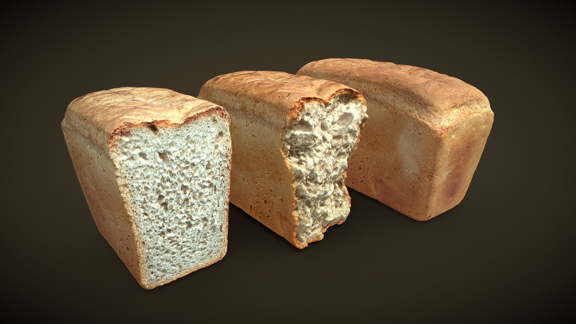 Scaned in KIRI Engine. 3x70 images

Clean scans with AI Masks.

Removed double vertices, aligned meshes, fixed saturation.

3 separate materials. Textures only diffuse [4096]

Scale 1:1
 - 🍞 Буханка | Brick Bread [Photogrammetry] - Download Free 3D model by hoxsvl 3d model