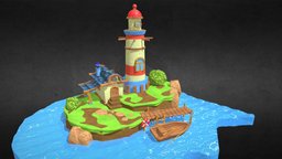 Cartoon Lighthouse Study lighthouse, cartoon, 3dsmax, 3dsmaxpublisher
