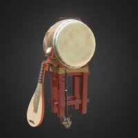 Chinese Instruments drum, instrument, pipa, props, chinese, still-life, erhu