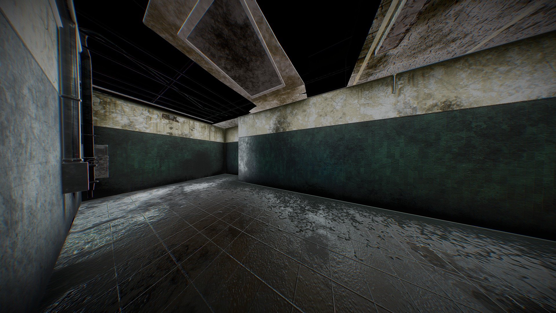 Model of deteriorated corridor. Perfect for animation shots and short clips. Materials with textures 3d model