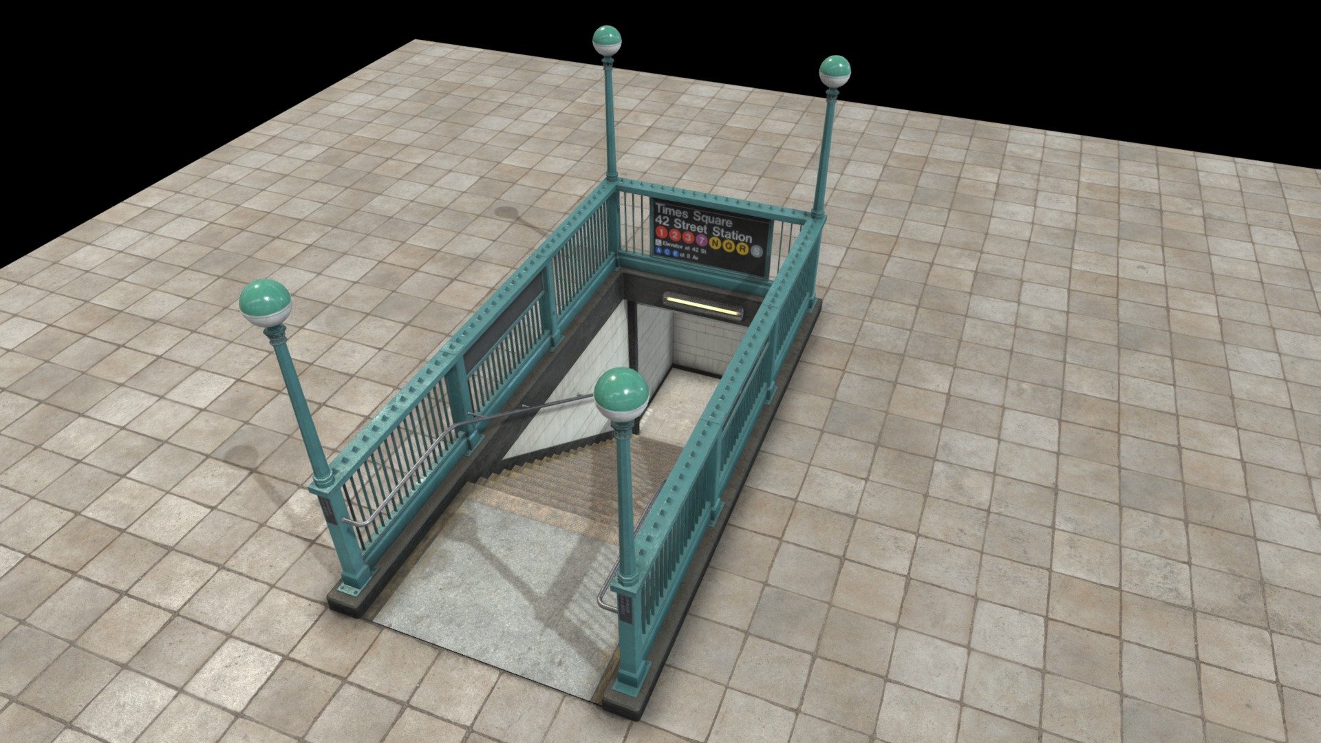 Subway Entrance

Textures in 4K

AO (4096x4096)

Color (4096x4096)

Normal Map (4096x4096)

Roughness (4096x4096)

Lumi (4096x4096)

Glass(4096x4096)

UV Maps

Ready for Games 3d model