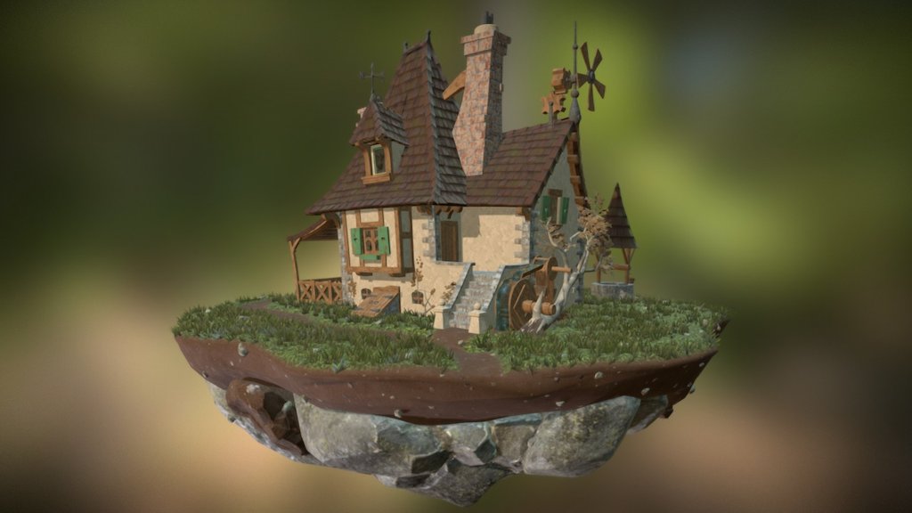 This environment was practice in Substance Designer &ndash; everything was textured with nodes, except for the tree trunk &amp; leaves and rocks. I'm also pretty excited for Disney's new live action take on Beauty and the Beast, so this is my little fan art tribute. Try it in VR!!! - Belle's Cottage - 3D model by Dan Cuatt (@dancuatt) 3d model