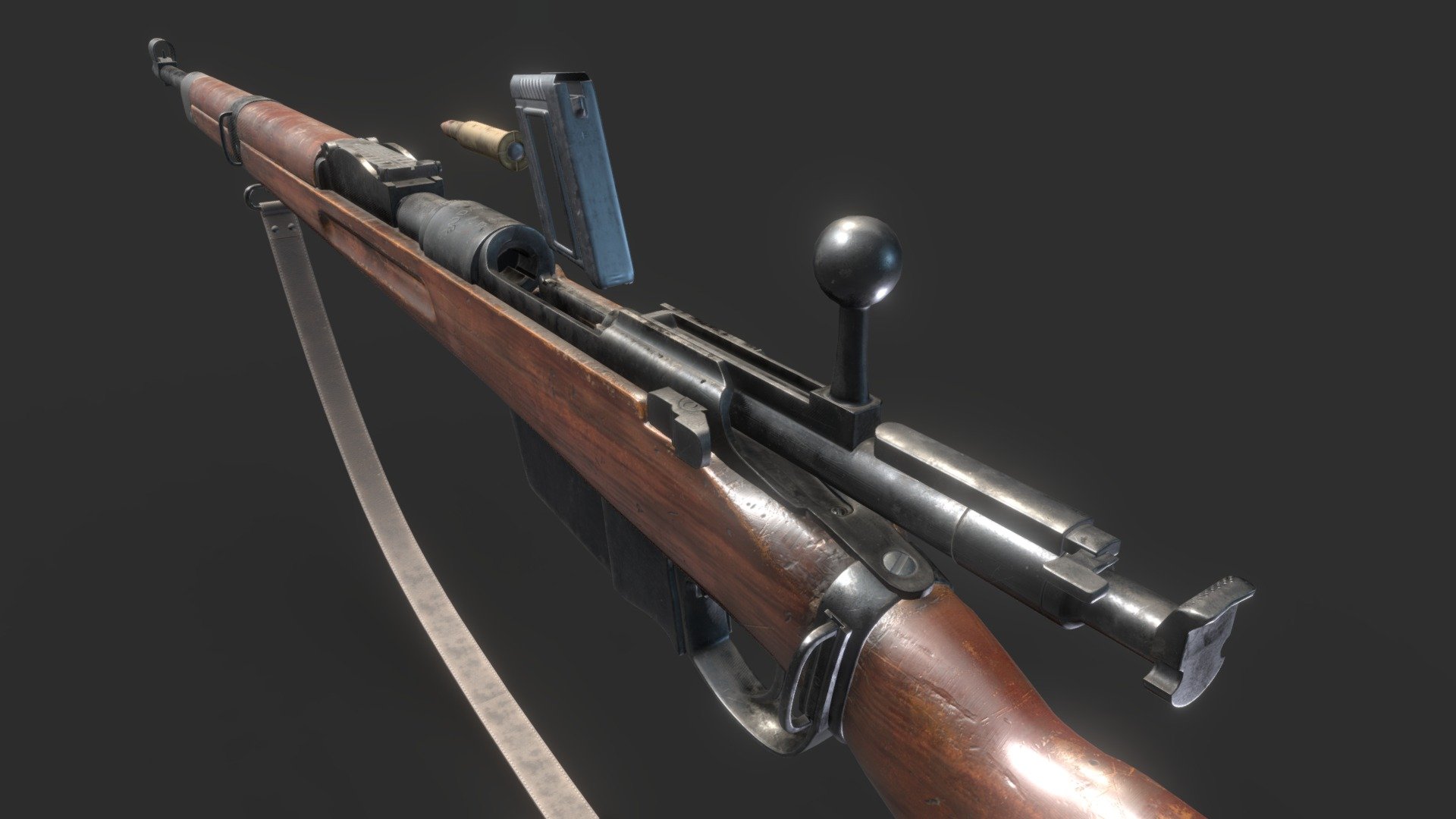 35M Manlicher WW2 Hungarian rifle. Low poly model. 13k poly and one 4K and one 2K PBR maps 3d model