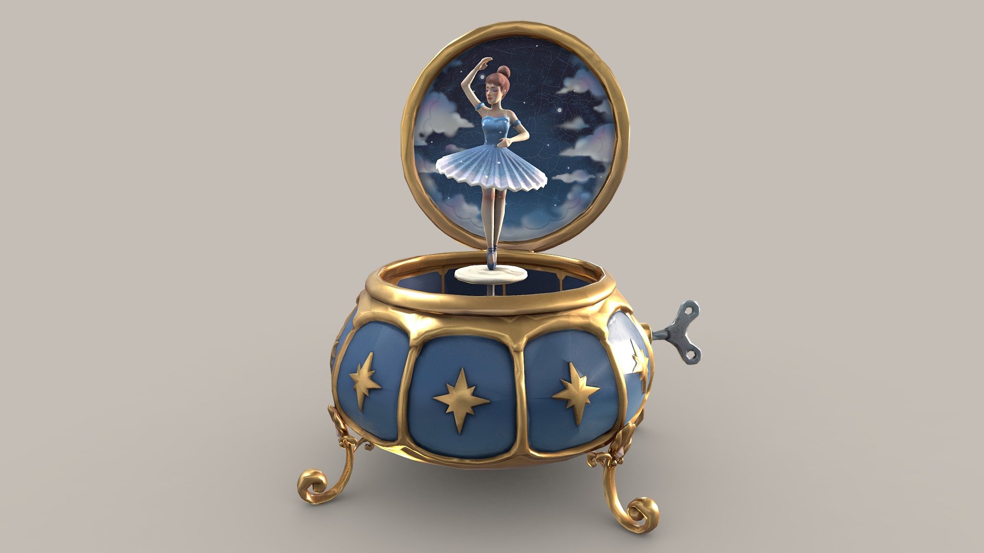 I modeled an ornate music box using ZBrush and textured it with Substance Painter. I took a lot of inspiration from this artwork by Nynne 3d model