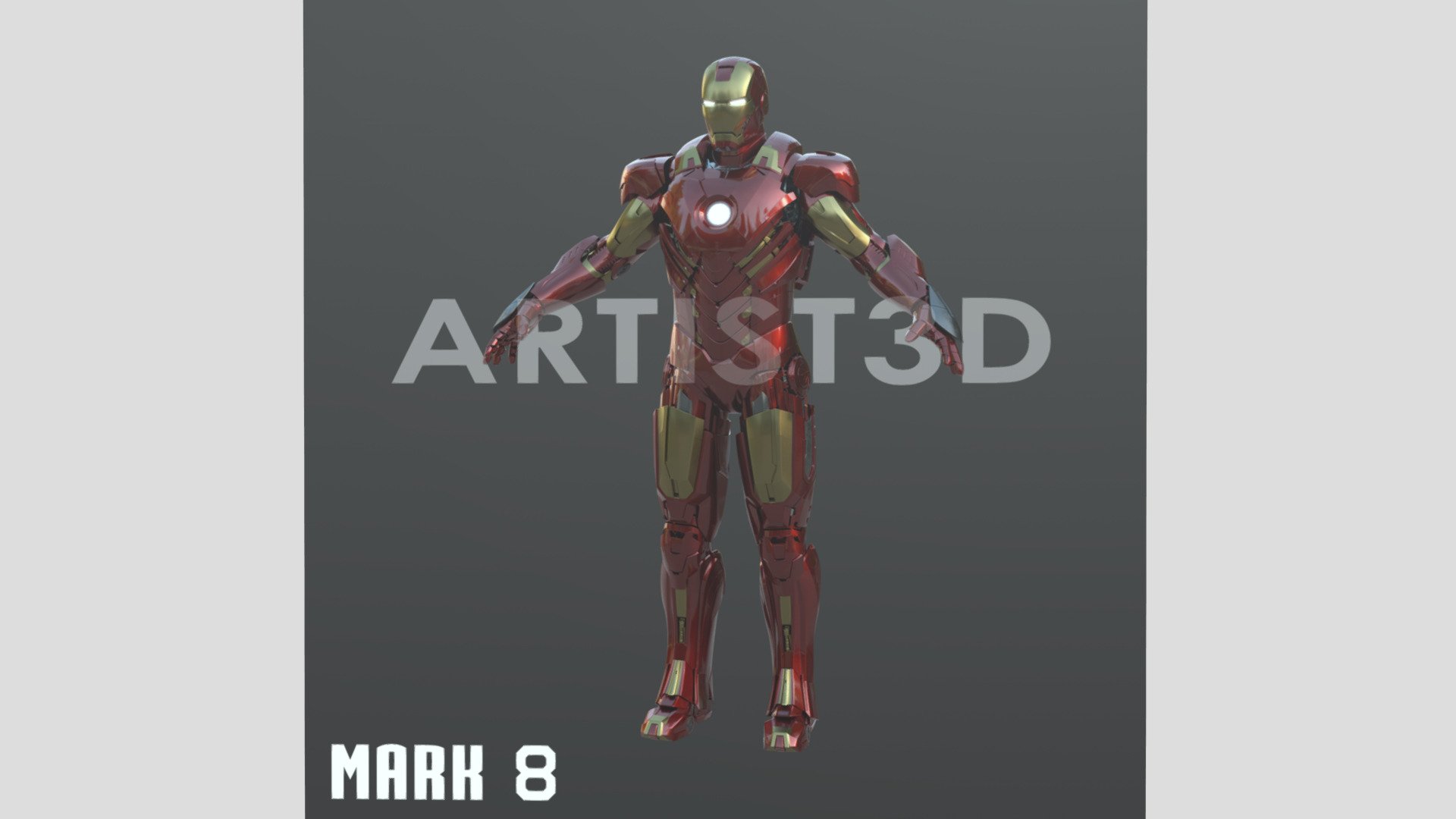 Iron Man Mark 8

Full-size armor for 3d printing (wearable). In the preview window, a “cube” with images of the Iron Man suit is provided as a demonstration. This prevents the model from being stolen from this site. At the link you can find full details on purchasing this suit.



Download link for Mark 8 armor suit:

https://www.patreon.com/posts/iron-man-mark-8-85566759

https://cults3d.com/en/3d-model/fashion/iron-man-mark-8-cosplay-full-suit
 - Iron Man Mark 8 Cosplay Full-size Suit - 3D model by ARTIST 3D (@artist_3d) 3d model