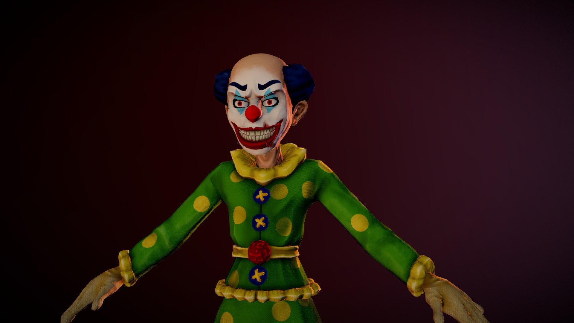 Texture for 
Arnold 
Unity
Unreal

No rigg - Creepy Clown - Buy Royalty Free 3D model by Xneysi 3d model
