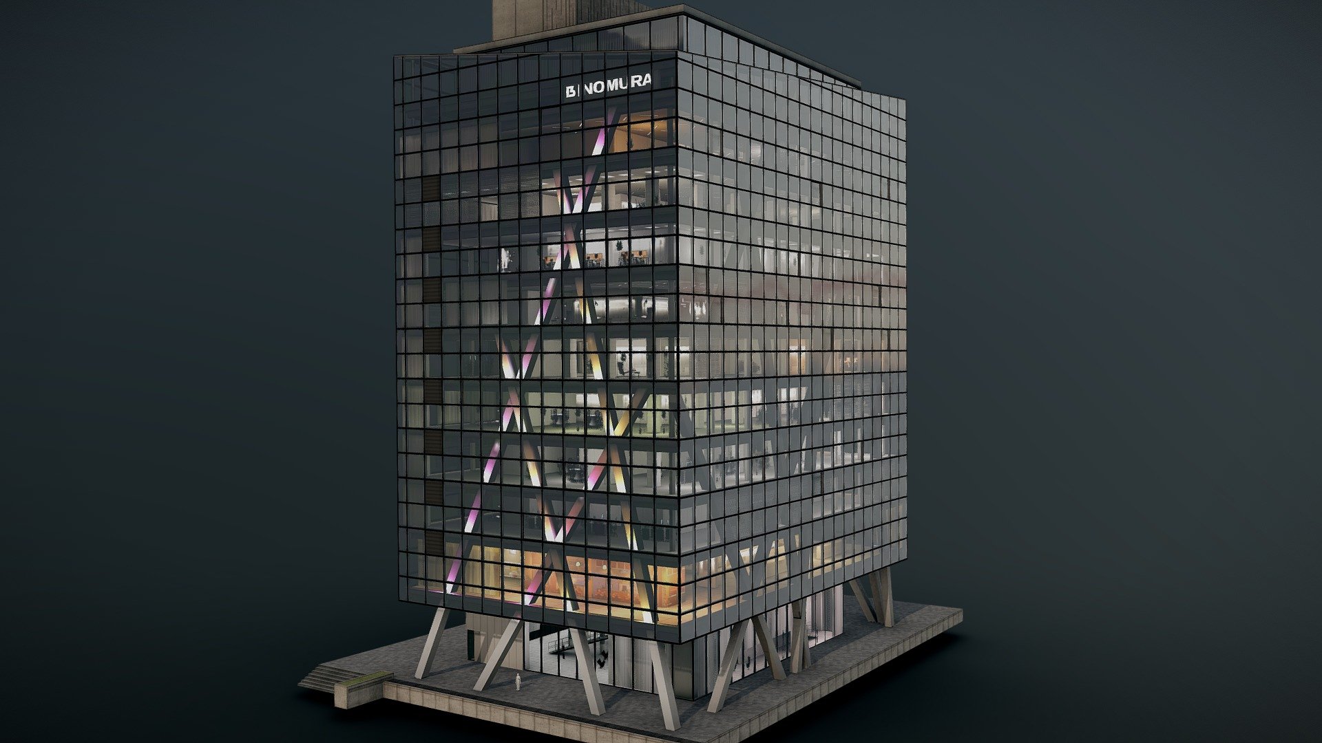 2-chōme-3-4 Daiba, Minato City, Tokyo 135-0091, Japan

Renders:





Low poly and game-ready Tokyo Corperate Office building with interiors with baked-in lighting.

Scene Information:




Modelled in Blender 3.3.2

Fully UV unwrapped

All materials are allocated to their respective objects.

All meshes are named accordingly

Textures Included:




1k/2k PBR materials

2k/3k interior materials with Diffuse and 2 Emmisive maps, one for baked lighting and the other for only ceiling lights.

Formats:




.obj

.blend

.fbx

Enjoy and have a nice day 3d model