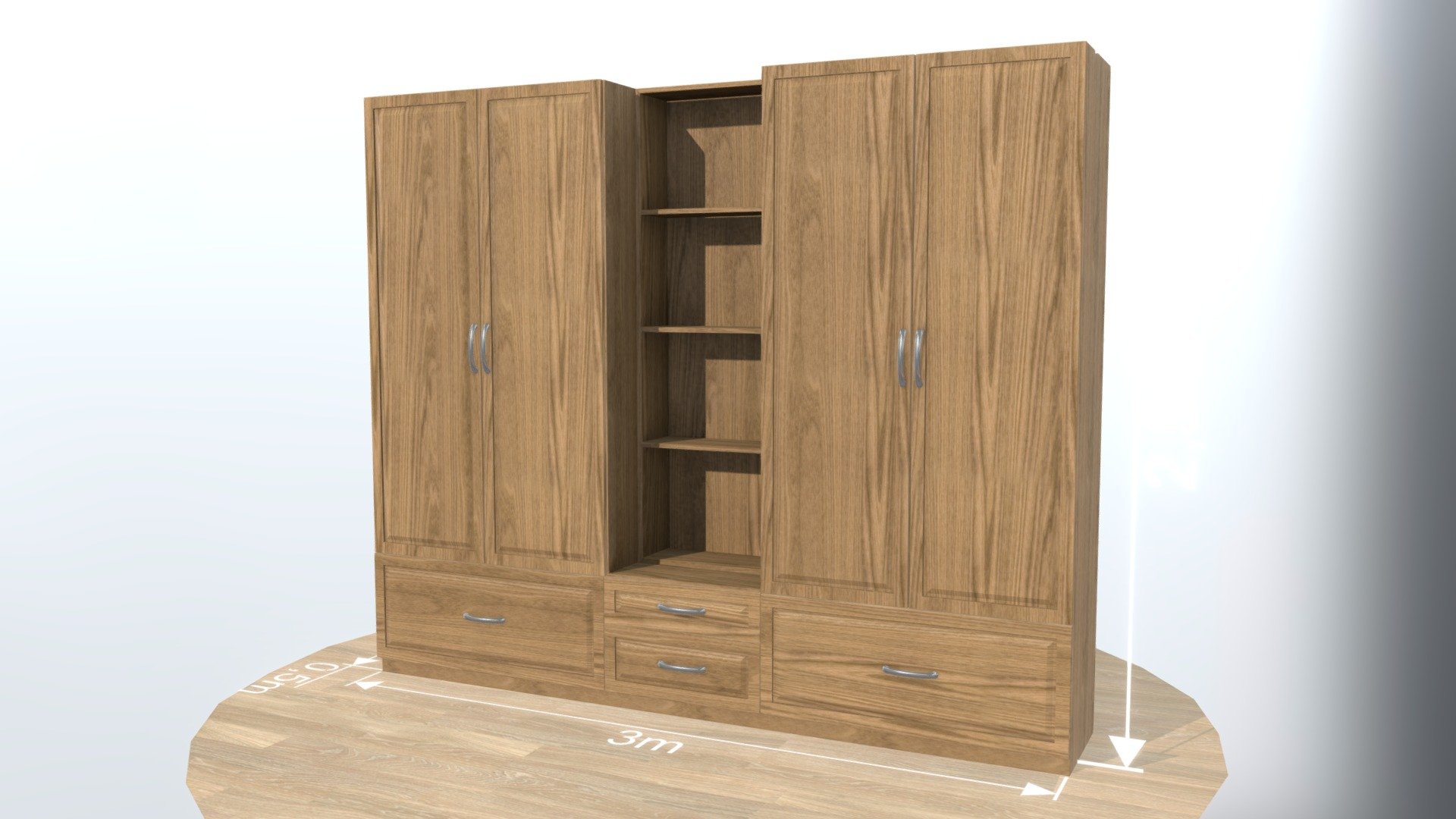 Simple model and animation showing the inside of a wardrobe, as well as its main dimensions!

Time Spent: 1 hour and a half;
Softwares: 3DSMax and Photoshop 3d model