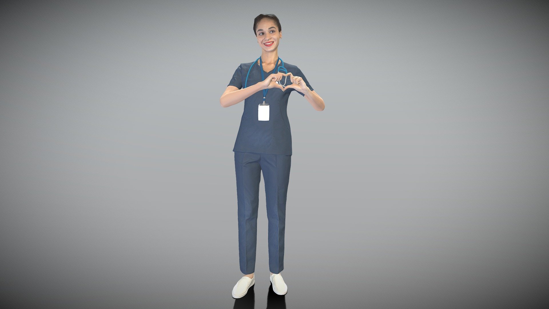 This is a true human size and detailed model of a beautiful young woman of Caucasian appearance dressed in a medical uniform. The model is captured in typical professional pose to perfectly match a variety of architectural and product visualizations, be used as a background or mid-sized character in advert banners, professional products/devices presentations, educational tutorials, VR/AR content etc.

Technical characteristics:




digital double 3d scan model

decimated model (100k triangles)

sufficiently clean

PBR textures: Diffuse, Normal, Specular maps

non-overlapping UV map

Download package includes Cinema 4D project file with Redshift shader, OBJ, FBX files, which are applicable for 3ds Max, Maya, Unreal Engine, Unity, Blender, etc.

You may find some of our 3d models in free access on SketchFab https://sketchfab.com/deep3dstudio/collections/sample-basic-3d-models

New 3d models every day! - Beautiful female doctor smiling 308 - Buy Royalty Free 3D model by deep3dstudio 3d model