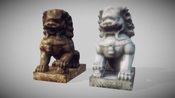 Imperial guardian lions bronze, dog, unreal, ornament, guard, guardian, asian, ready, vr, 4k, fbx, lion, chinese, statue, buddhism, oriental, lions, orient, unity, architecture, photogrammetry, asset, game, art, pbr, scan, stone, sculpture, environment, temple