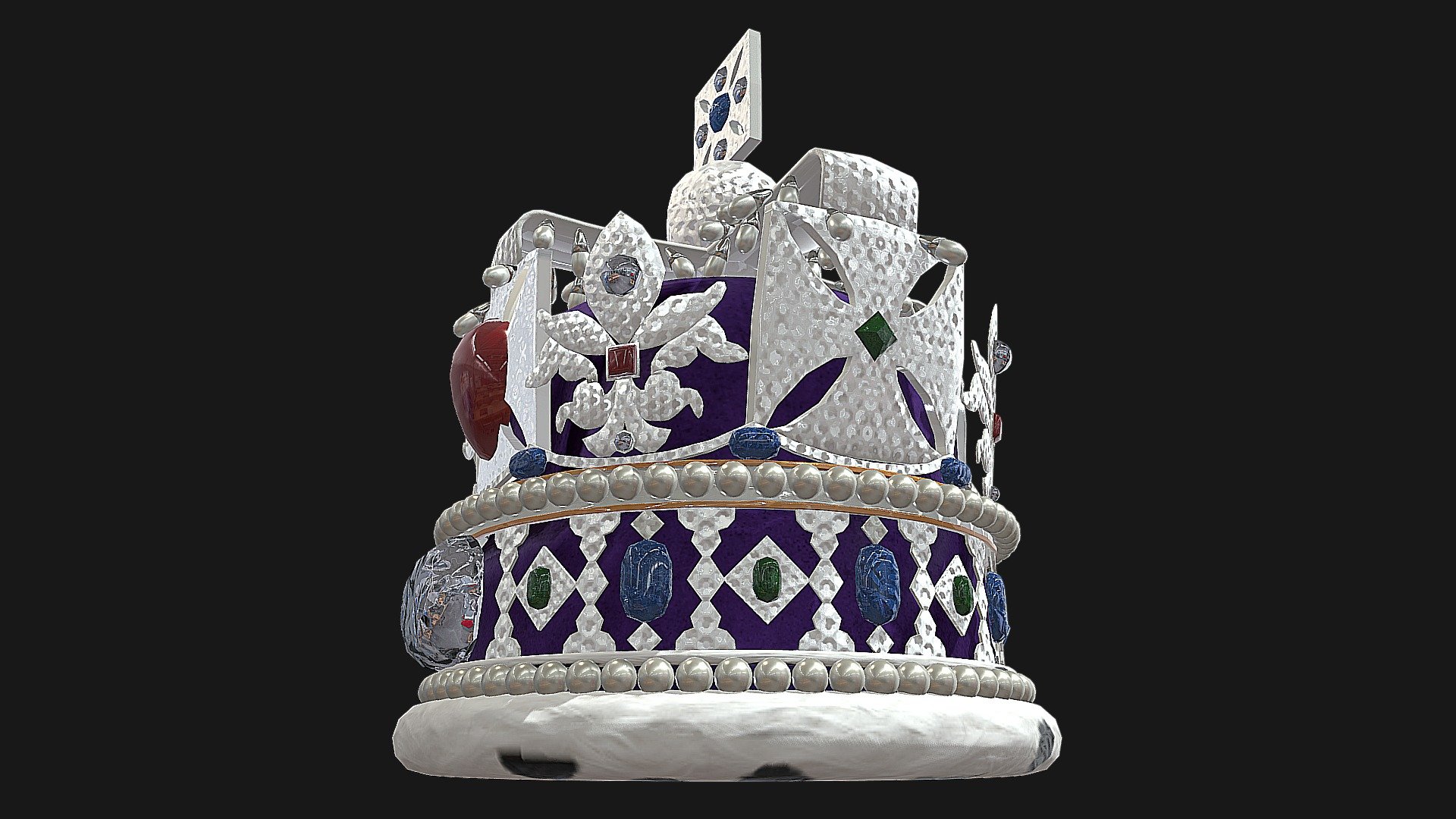 Low poly British Crown made in Blender and textured in Substance Painter. 

You will find:
* Textures Folder 1024x1024.png
* Main project file with associated textures
* Fbx; Glb; Obj with textures already embed

If you will need the substance painter project file, i can send it to you (.spp 257MB) - BRITISH IMPERIAL STATE - CROWN - Buy Royalty Free 3D model by Viky_3D (@VikyStefiniv) 3d model
