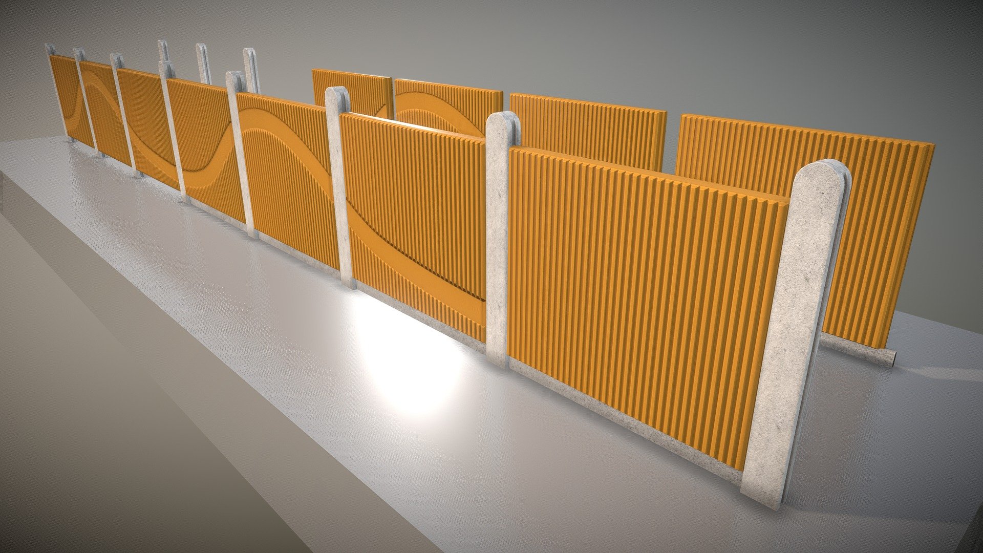 Noise Barrier Walls FCN | Low-Poly Version 3d model
