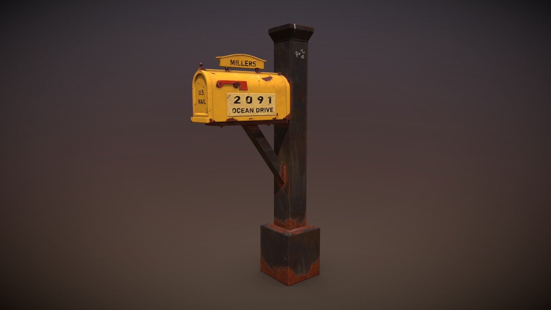 Gameready lowpoly PBR textured model of mailbox 3d model