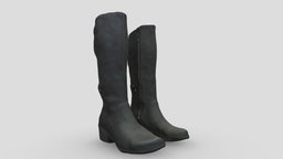 Zip-up Leather Boots for Character Clothing shoe, leather, people, fashion, worn, shoes, boots, footwear, zipper, clothingmodel, clothing3d, footwear-shoe, shoes-model, render, character, asset, 3d, female, clothing, black, shoes3d, black_boots, unreal_engine, wornleather, digital_human, zip_up_boots, digital_human_clothing