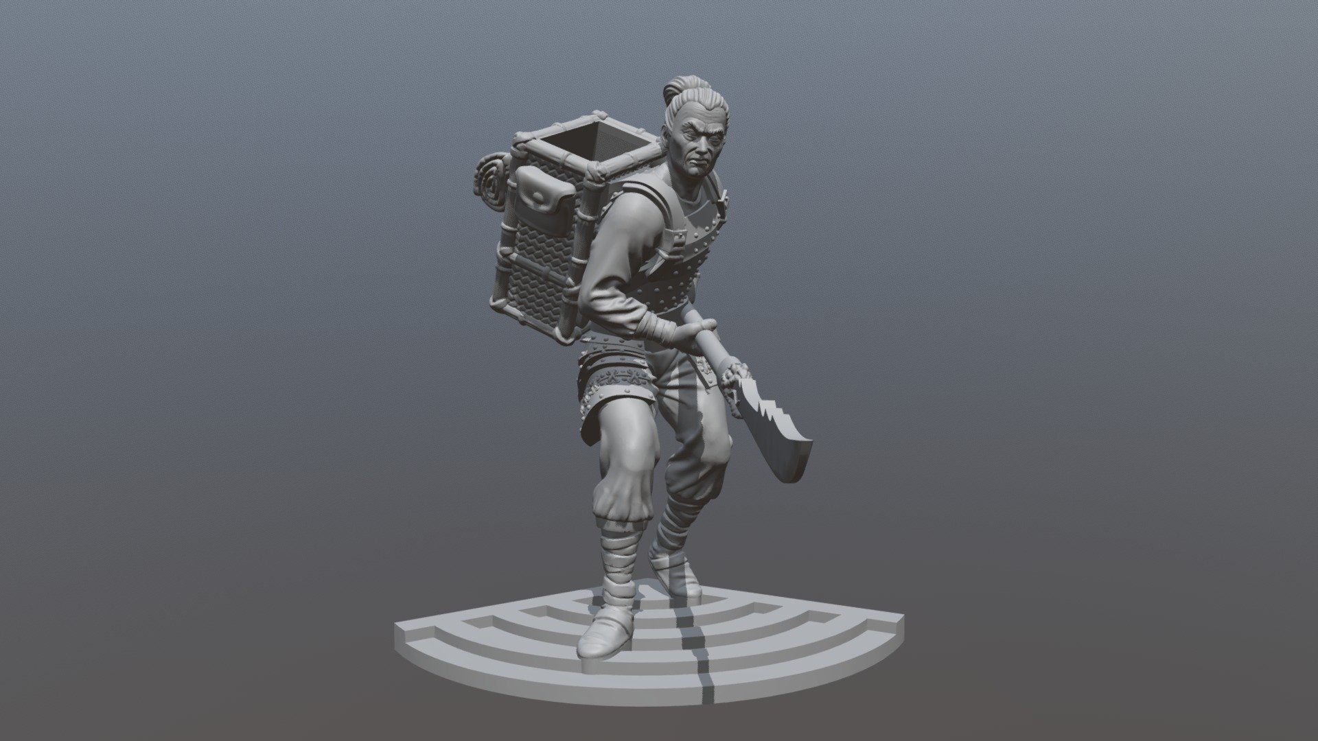 Soldier miniature model for Shadow Tactics board game by Antler Games.
A regular guard. Note the special shape of the base: enemy line of sight will be essential in the mechanics.

a regular guard. Note the special shape of the base: enemy line of sight will be essential in the mechanics 3d model