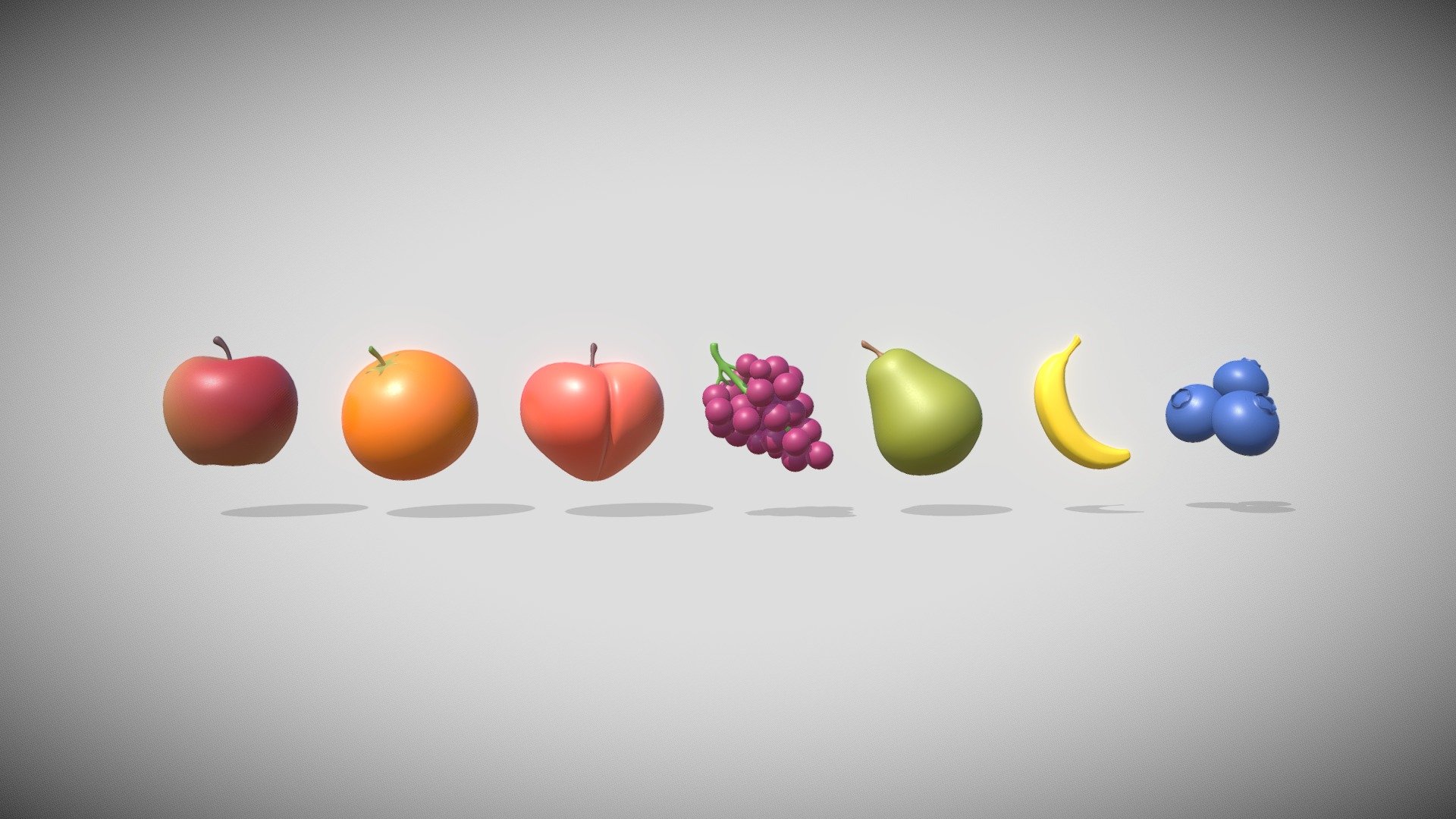 7 fruits made in the style of Apple emoji

🍎🍊🍑🍇🍐🍌🫐 - Fruits - 3D model by Lucullu 3d model