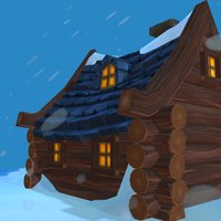 Winter cabin diffuse, wooden, toon, winter, snow, handpainted, photoshop, 3dsmax, lowpoly, substance-painter, environment