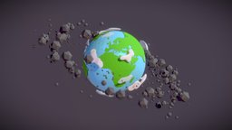 Earth low poly earth, blender, lowpoly, space