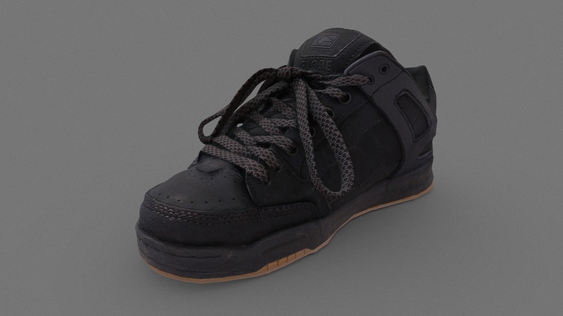 Black matte sneaker slightly worn by use. Scanned and low poly model prepared for video games 3d model