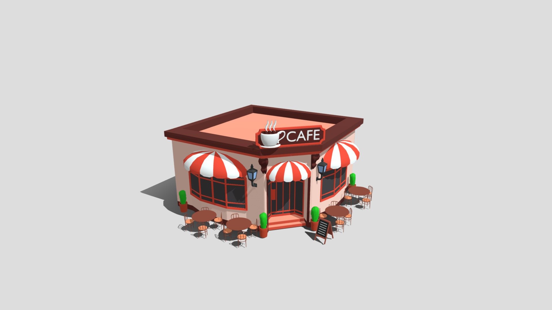 Low poly cafe part of lowpoly city pack - Low poly cafe - Buy Royalty Free 3D model by assetfactory 3d model