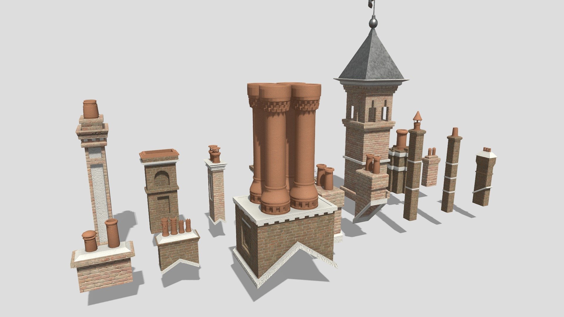 Detailed Description Info:


Model: Chimneys 


Media Type: 3D Model 


Geometry: Quads/Tris 


Polygon Count: 9020 


Vertice Count: 11003 


Textures: Yes 


Materials: Yes 


Rigged: No 


Animated: No 


UV Mapped: Yes 


Unwrapped UV's: Yes Overlapping - Chimneys - Buy Royalty Free 3D model by Studio Lab (@studiolab.dev) 3d model