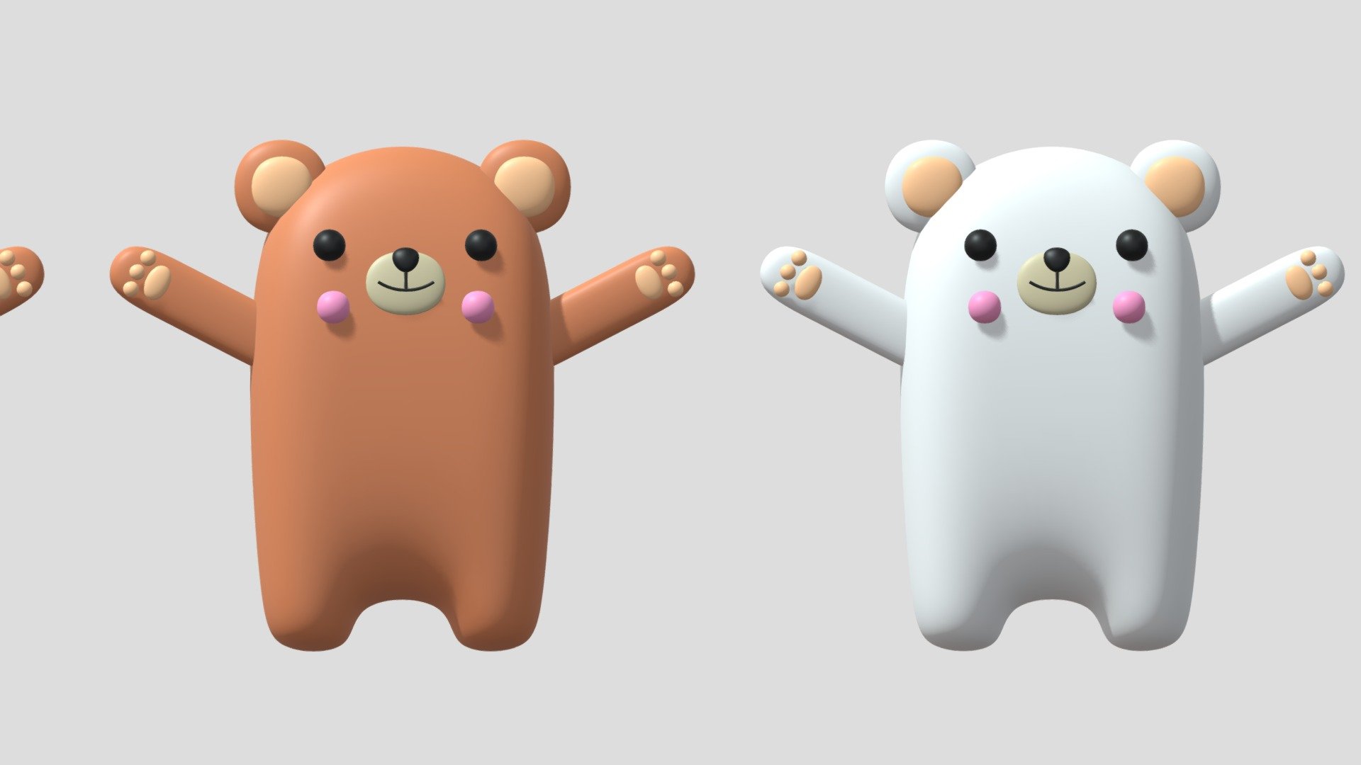 -Cartoon Cute Bear.

-This product contains 92 objects.

-Mid Poly : Verts : 12,306 Faces : 12,276.

-High Poly : Verts : 24,690 Faces : 24,660.

-Materials have the correct names.

-This product was created in Blender 2.935.

-Formats: blend, fbx, obj, c4d, dae, abc, stl, glb, unity.

-We hope you enjoy this model.

-Thank you 3d model