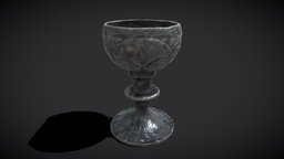 Iron Chalice drink, household, viking, medieval, rustic, vr, goblet, dishes, metal, tableware, kitchenware, houseware, beaker, furnishings, pbr, lowpoly, design, cup, interior