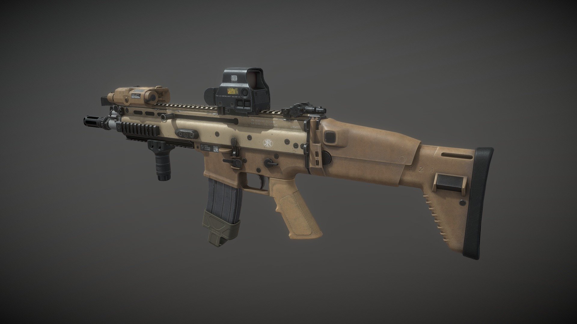 Scar-L Assault Rifle lowpoly modeling.
This modeling is optimized for PBR 3d model
