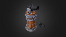 Stylized Turret toon, turret, cannon, blender3dmodel, gamerady, weapon, handpainted, 3d, texture, 3dmodel