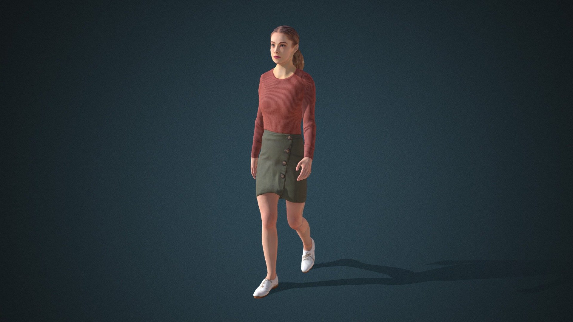 Do you like this model?  Free Download more models, motions and auto rigging tool AccuRIG (Value: $150+) on ActorCore
 

This model includes 2 mocap animations: Female_Look-around, Female_Talk. Get more free motions

Design for high-performance crowd animation.

Buy full pack and Save 20%+: Street People Vol.1


SPECIFICATIONS

✔ Geometry : 7K~10K Quads, one mesh

✔ Material : One material with changeable colors.

✔ Texture Resolution : 4K

✔ Shader : PBR, Diffuse, Normal, Roughness, Metallic, Opacity

✔ Rigged : Facial and Body (shoulders, fingers, toes, eyeballs, jaw)

✔ Blendshape : 122 for facial expressions and lipsync

✔ Compatible with iClone AccuLips, Facial ExPlus, and traditional lip-sync.


About Reallusion ActorCore

ActorCore offers the highest quality 3D asset libraries for mocap motions and animated 3D humans for crowd rendering 3d model
