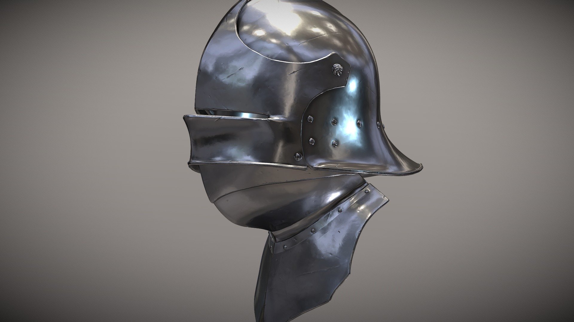Sallet Helmet type Ca 1470–1490
Produced in Germany and north Italy ( Nuremberg,  Augsburg,  Milan), exported to  Europe.

High poly model made in Zbrush for 3D printing.
OBJ and Ztool - Sallet Helmet I - Buy Royalty Free 3D model by Omassyx 3d model