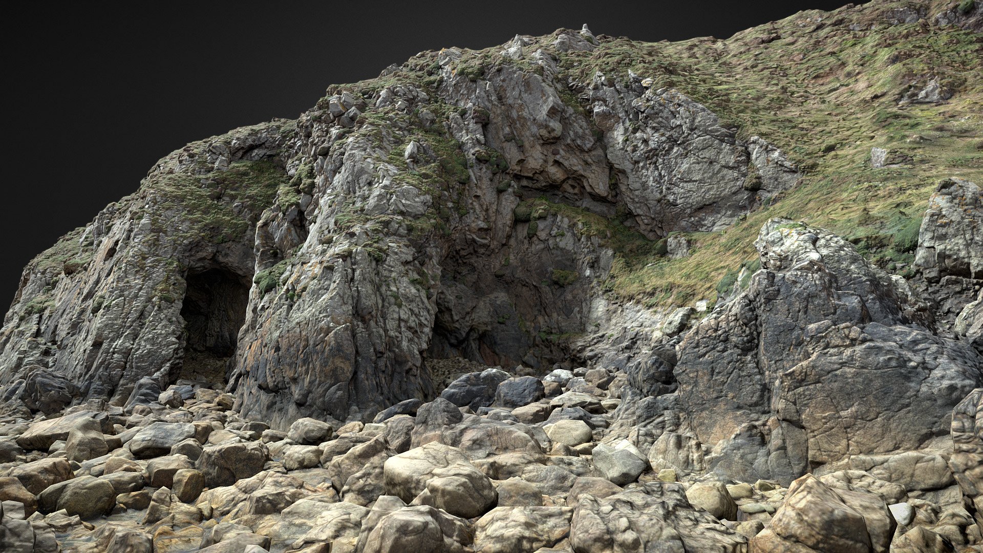 Captured in neutral lighting conditions. Feel free to rotate the lights.

Big Coastal Ocean Cliff Scan with up to 16K PBR textures: 




Albedo

Normal

Roughness

Displacement

Ambient Occlusion

Vegetation Scatter Mask

Rendered in Cycles with displacement + adaptive subdivions + vegetation:


Additional Files contain:




blender source file + packed textures

.fbx

.obj

textures 16k

Please let me know if something is not working as it should 3d model