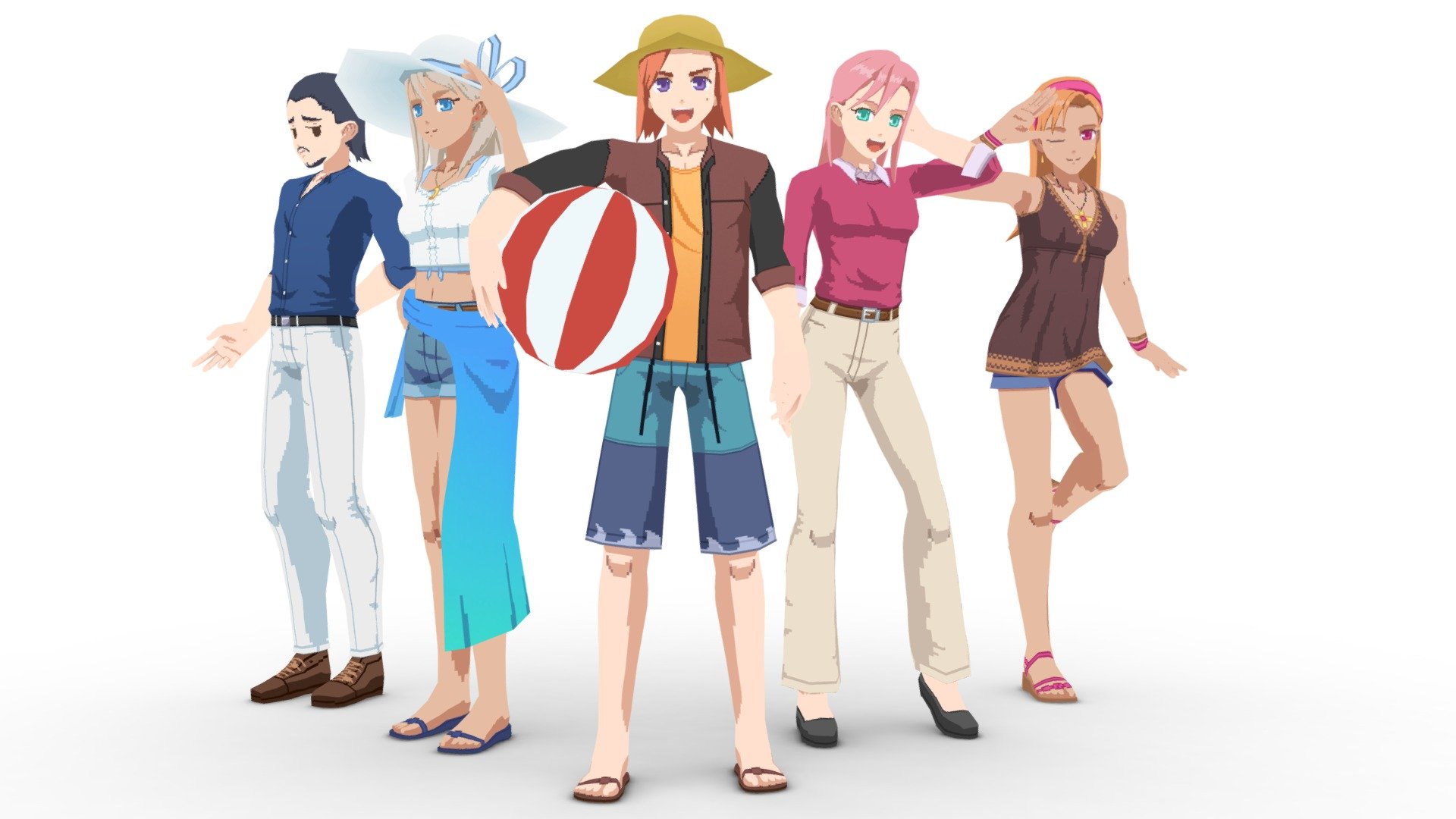 Pack of low-poly 3D character designs with anime-style and pixel art texture created in Blender version 3.4. You can also obtain the uasset (Unreal Engine) and FBX files by downloading the &ldquo;additional file