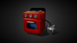 Stylized Oven food, cook, electronics, obj, furniture, pan, stove, props, kitchen, houseware, substancepainter, substance, asset, game, house, stylized