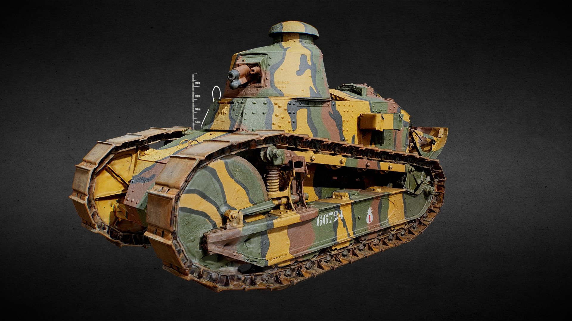 This year is the 100th anniversary of the operational use of the Renault FT, first modern light tank of the History ! (1918).

We had the chance to do a quick photogrammetry scan of this awesome piece of History. We uploaded a light version of the scan, to make it visible on most devices.

You can visit  The Museum of the Armored Vehicles of Saumur to check the real world tank !

Ce tank est actuellement exposé au Musée des Blindés de Saumur 


Thanks to Lieutnant Colonel Pierre Garnier de Labareyre, and all the Museum team 3d model