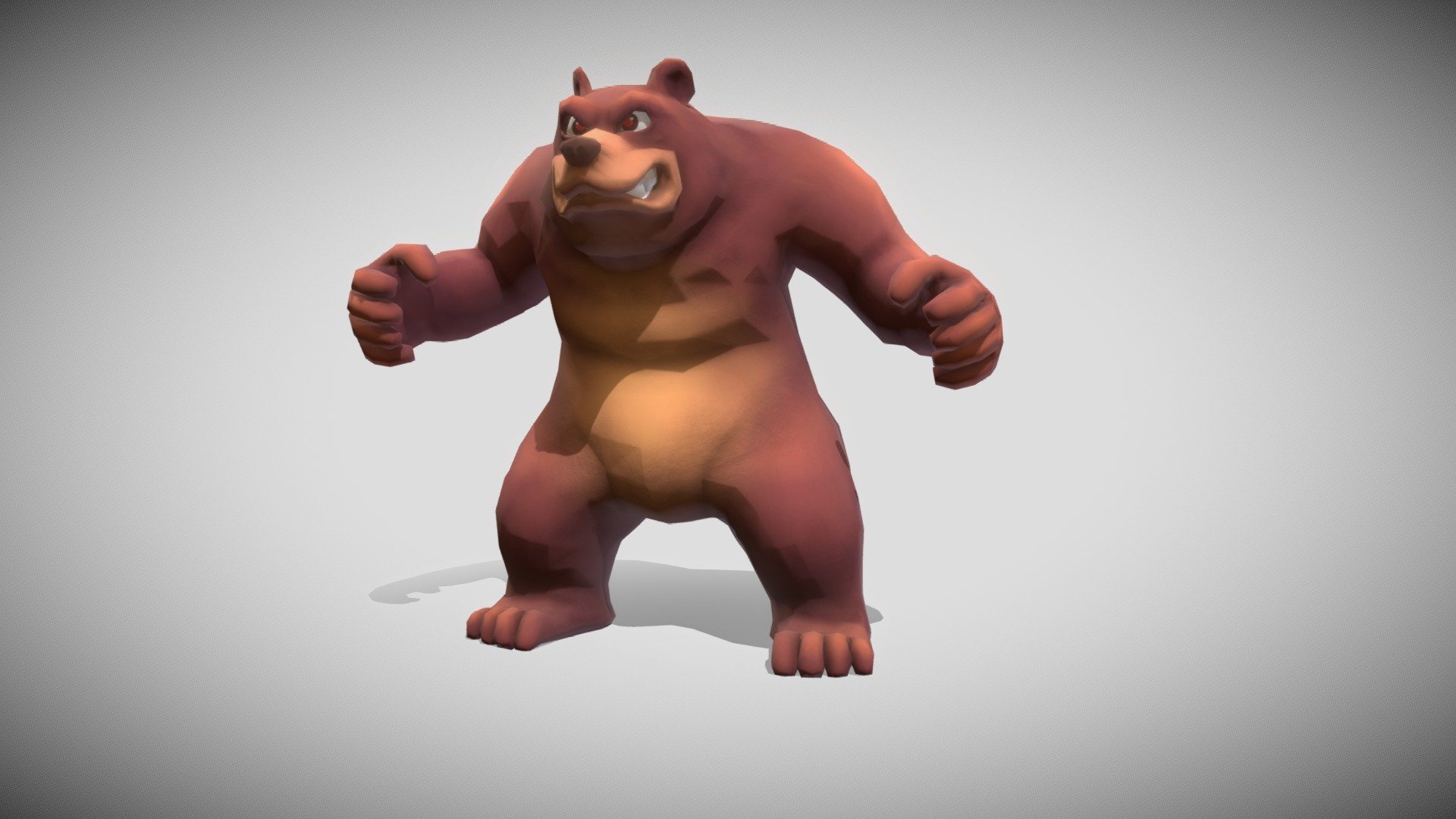 Stylized Bear 3D Model:
- Lowpoly (Tris: 2940 - Verts: 1518)
- Game ready with Unity Package, optimized for VR/AR apps
- Texture Maps includes: Basecolor, Normal
- Model is created in Maya, other files supported includes: Blender, FBX, Glb/Gltf, Unity

9 animations:
- 20-50: idle
- 60-120: comboAttack
- 130-170: howl
- 180-200: bite
- 210-230: clawAttack
- 240-270: walk
- 280-294: run
- 300-310: getHit
- 320-360: die - Lowpoly Stylized Bear Rigged and Animated - Buy Royalty Free 3D model by Dzung Dinh (@hugechimera) 3d model