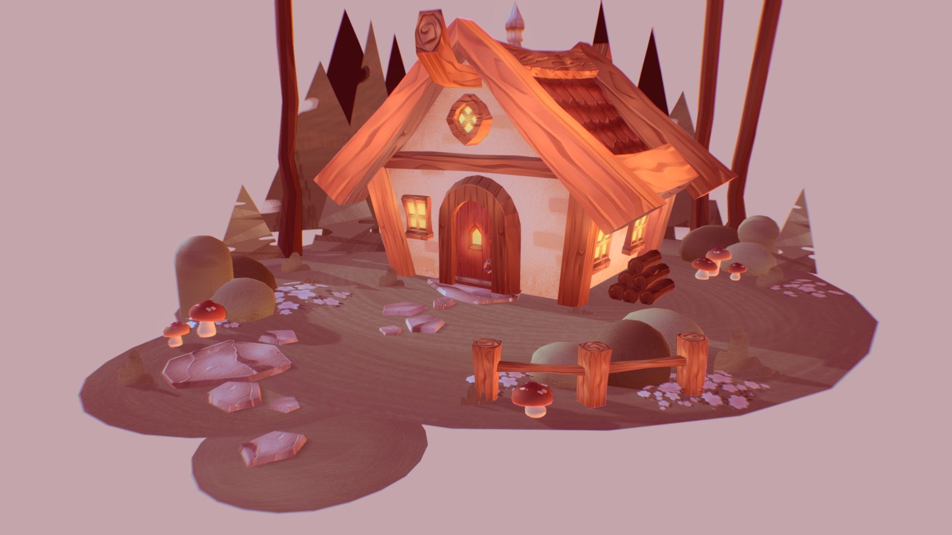 made for my diorama uni project, first time fully handpainting a model and using bump/glow maps :) 
a little overambitious but i still like the outcome ! 

hope you like it  (─‿‿─)♡

https://twitter.com/myochii - cozy cabin - 3D model by myochii 3d model