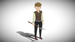 Stylized NPC rpg, toon, npc, villager, game-ready, peasant, jrpg, game-asset, topdown, character, handpainted, cartoon, game, lowpoly, mobile, man, gameasset, stylized, fantasy, human, male, gameready, noai
